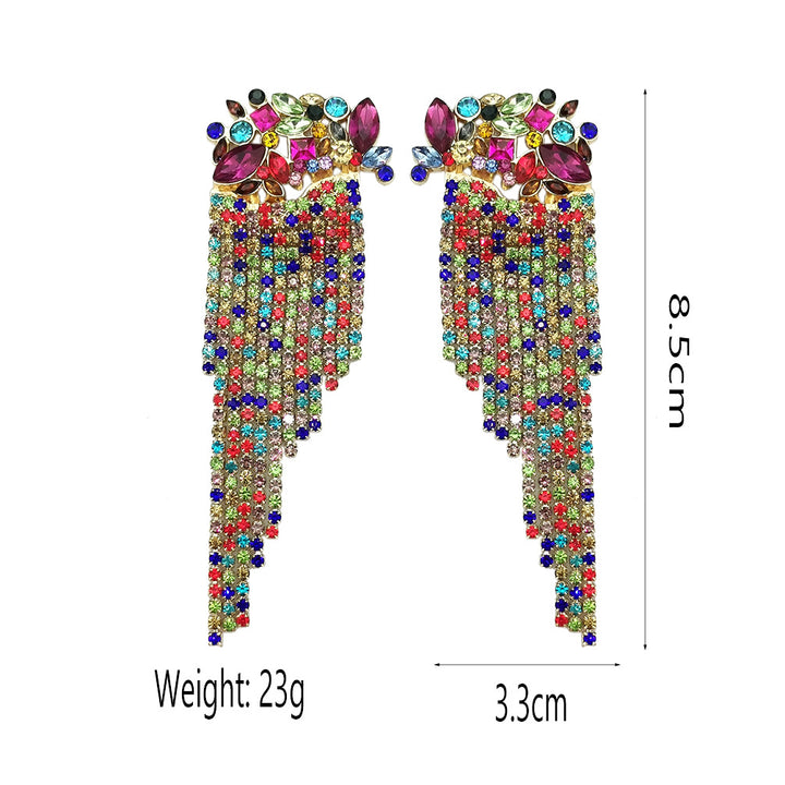 Tassel Pendant Earrings Sweet Beauty Fashion Tassel Pendant Earrings in vibrant red with crystal accents and gold alloy chains, ideal for statement looks.