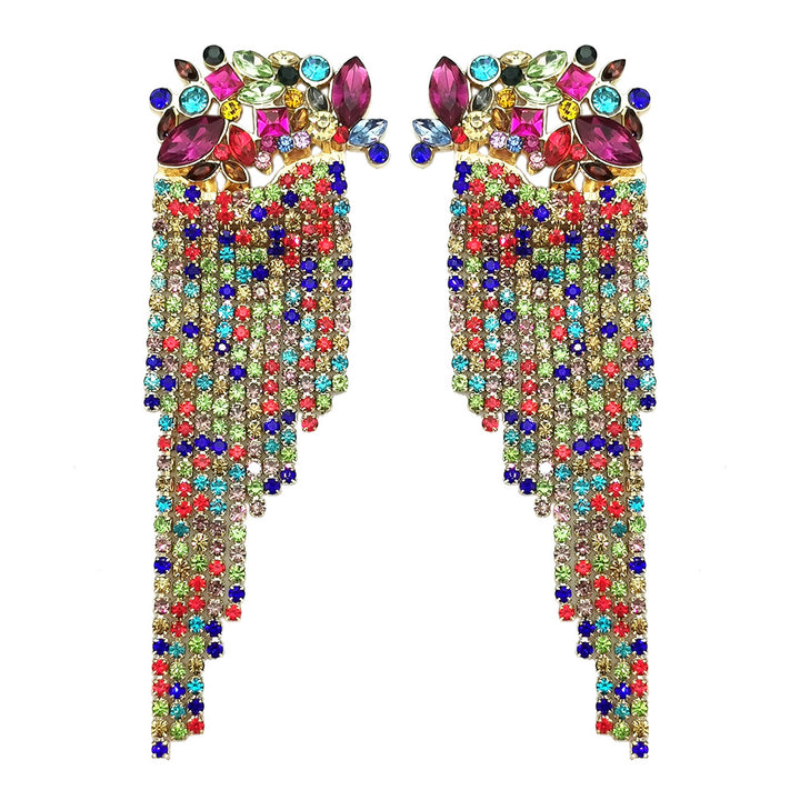 Tassel Pendant Earrings Sweet Beauty Fashion Tassel Pendant Earrings in vibrant red with crystal accents and gold alloy chains, ideal for statement looks.