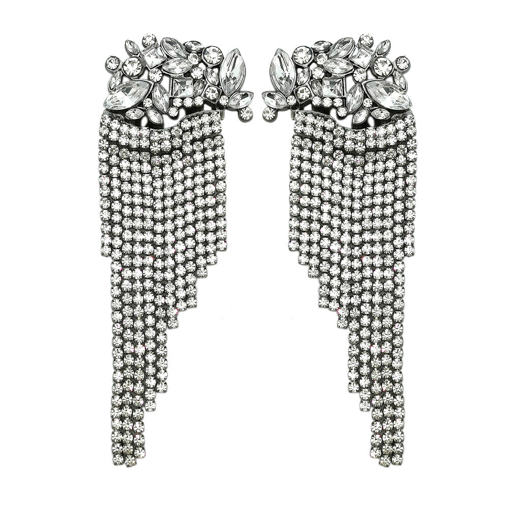 Tassel Pendant Earrings Sweet Beauty Fashion Tassel Pendant Earrings in vibrant red with crystal accents and gold alloy chains, ideal for statement looks.