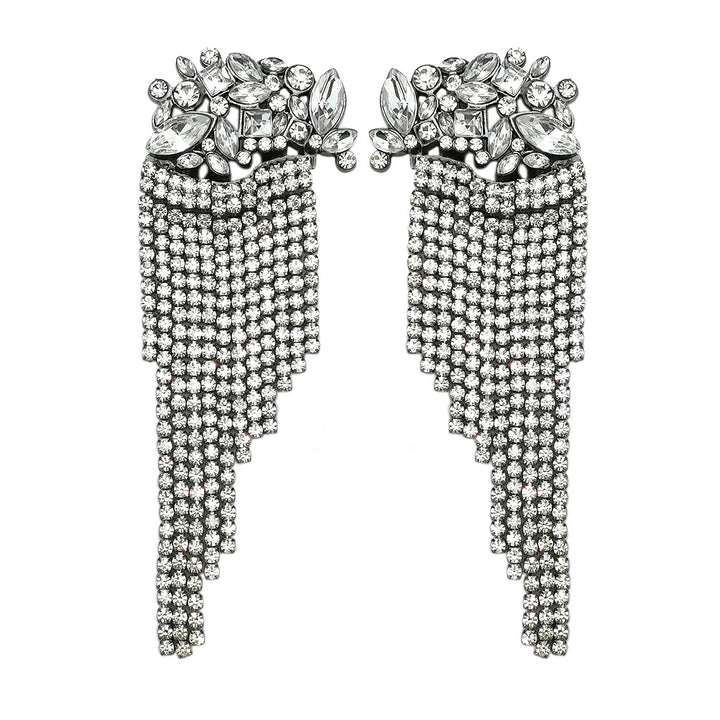 Tassel Pendant Earrings Sweet Beauty Fashion Tassel Pendant Earrings in vibrant red with crystal accents and gold alloy chains, ideal for statement looks.