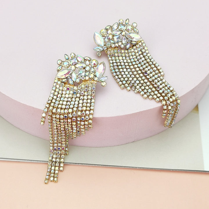 Tassel Pendant Earrings Sweet Beauty Fashion Tassel Pendant Earrings in vibrant red with crystal accents and gold alloy chains, ideal for statement looks.